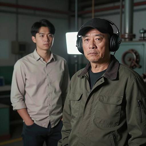 Men in Dim Industrial Setting