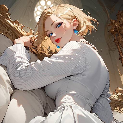 Elegant Anime Girl in a Palace Setting