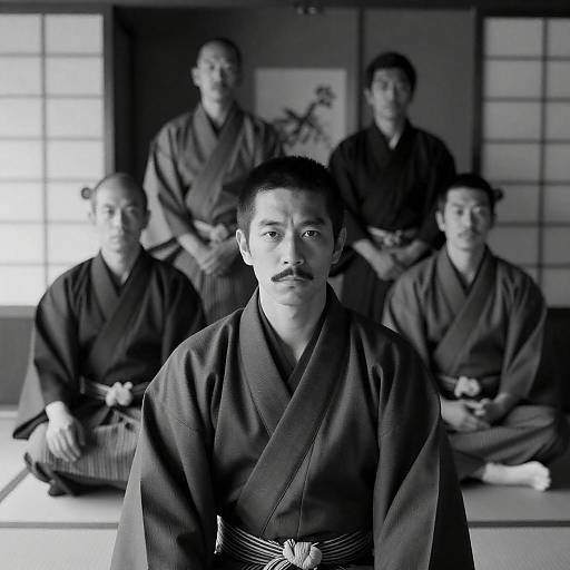 Traditional Japanese Portrait in Black and White