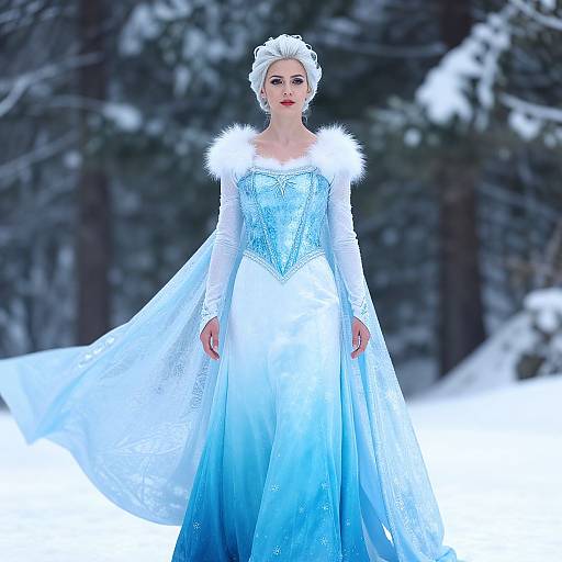 Regal Ice Queen in Snowy Forest