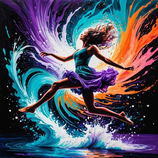 Ethereal Dancer in Vibrant Neon Splash