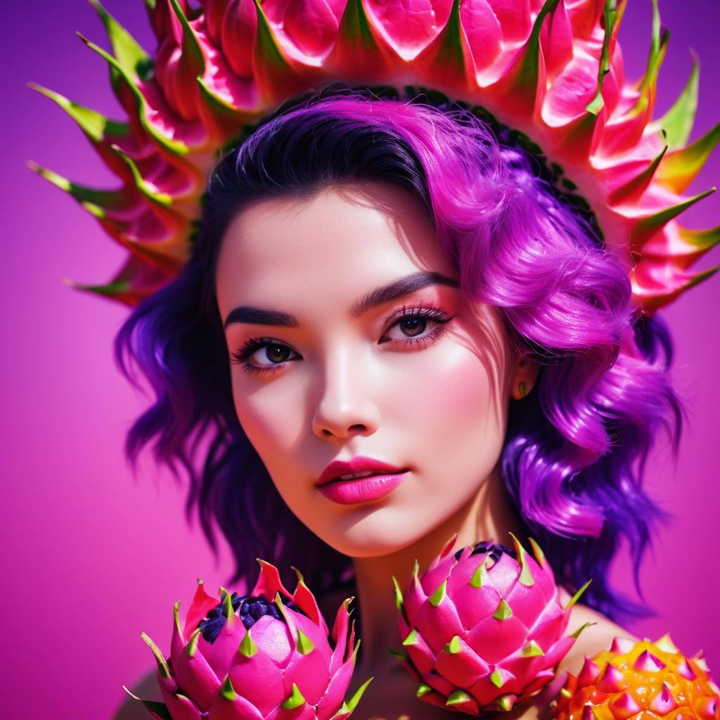 Vibrant Portrait of Dragon Fruit Woman