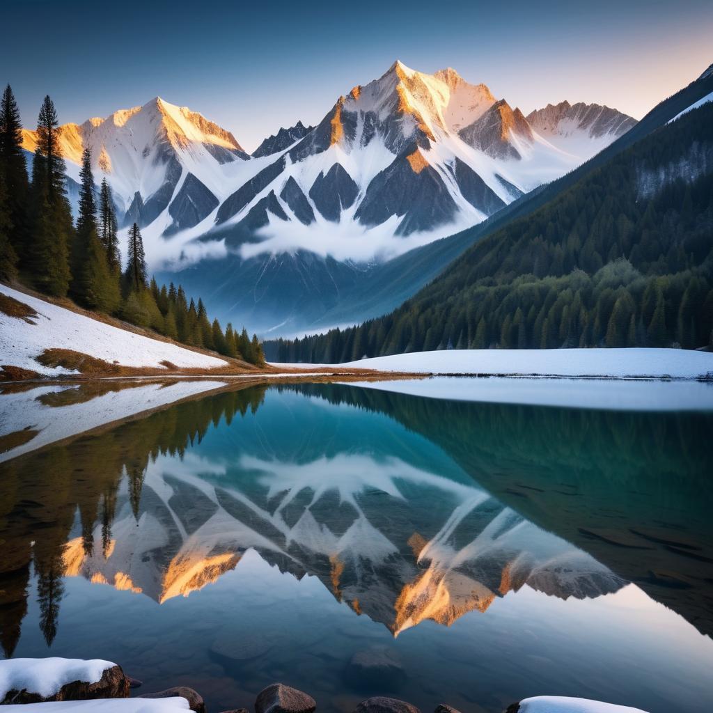 Serene Dawn Over Snow-Capped Mountains