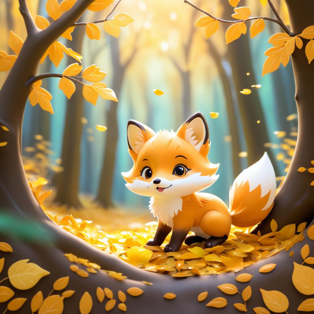 Whimsical Baby Fox in Fantasy Forest