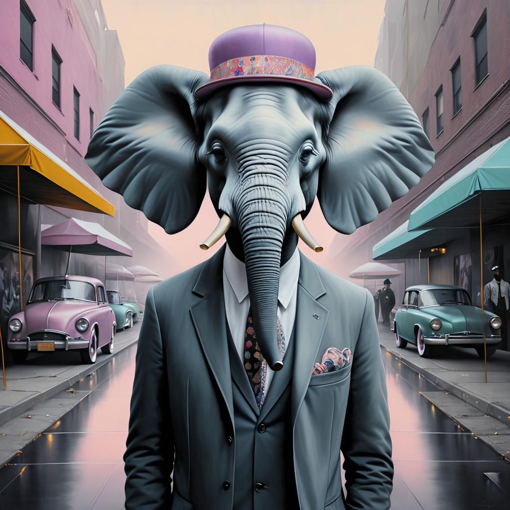 Urban Elephant in Pop Surrealism Style