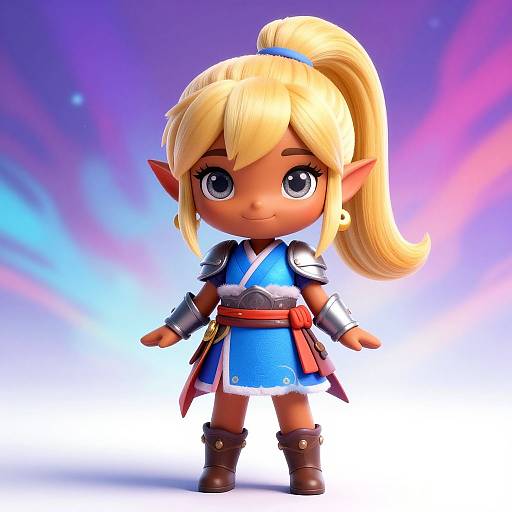 Happy Elf Girl in Detailed Armor