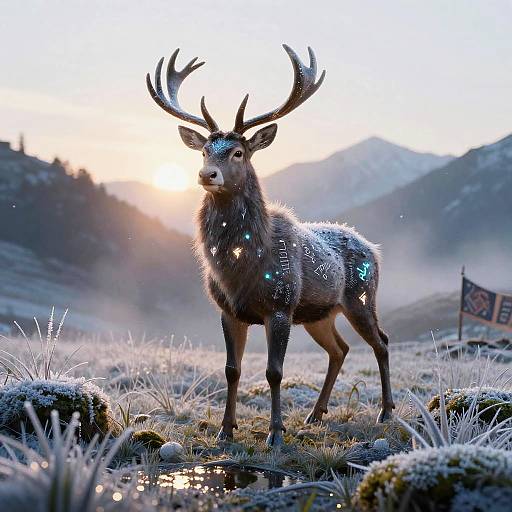 Crystal Stag Sentinel at Sunrise