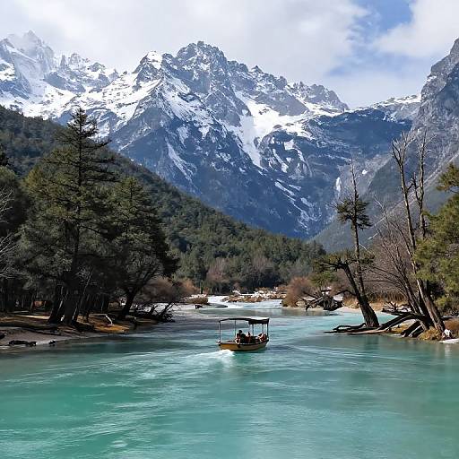 Majestic River by Snowy Mountain