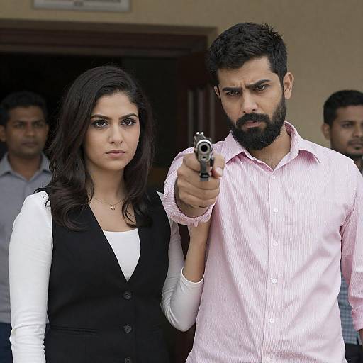 Tense Standoff in a Crowded Entrance