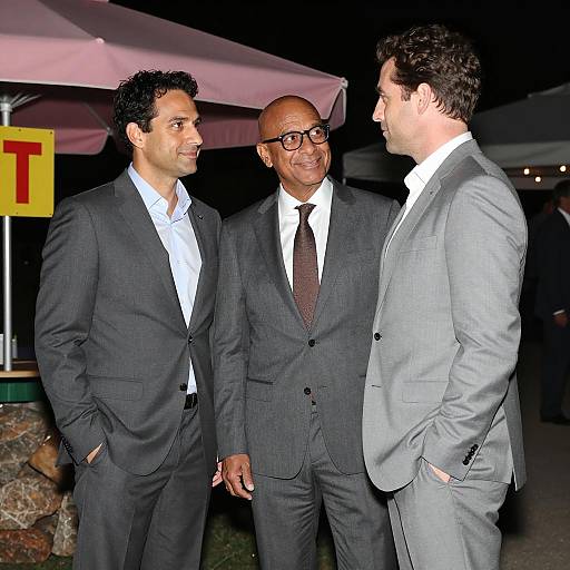 Three Suited Men Under Night Sky