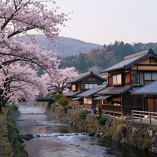 Serene Japanese Village at Dawn