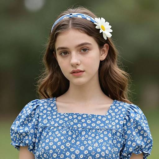 Girl in Floral Blue Dress