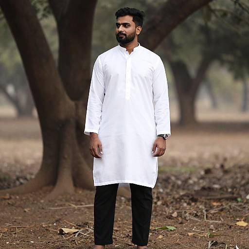 Man in Kurta Pajama by Tree