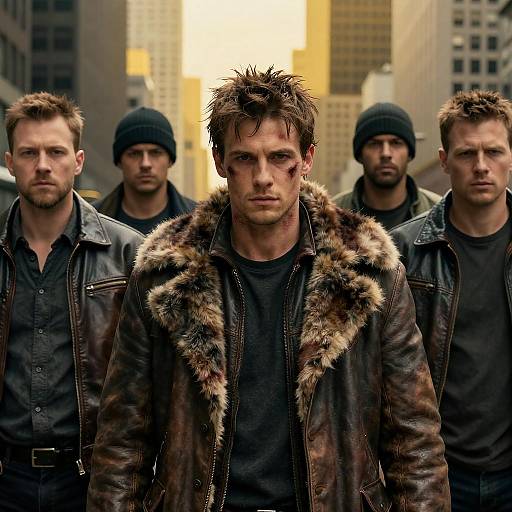 Rugged Men in Yellow Cityscape