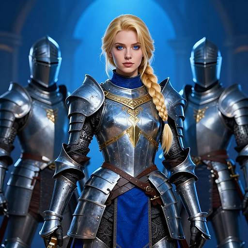 Blonde Female Knight in Blue Armor
