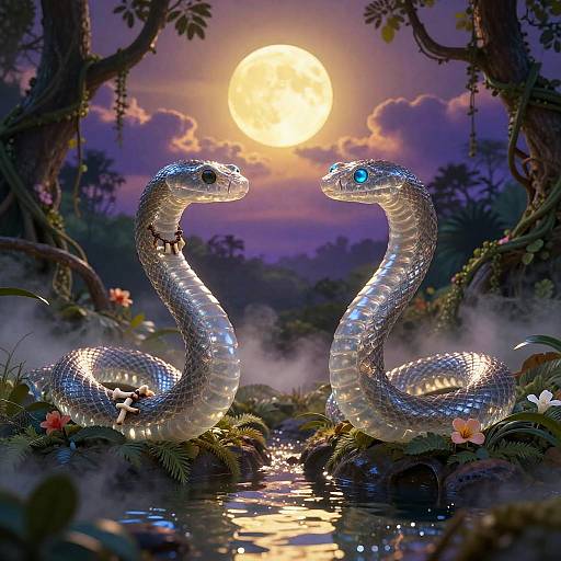 Translucent Mercury Serpents in Jungle