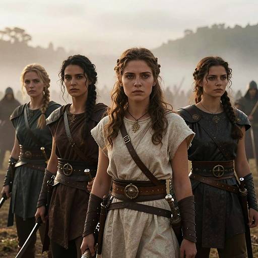 Stoic Female Warrior at Dawn