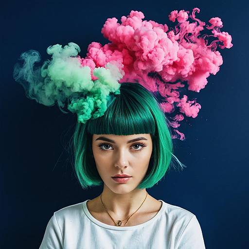 Vibrant Pop Art Green Hair Figure