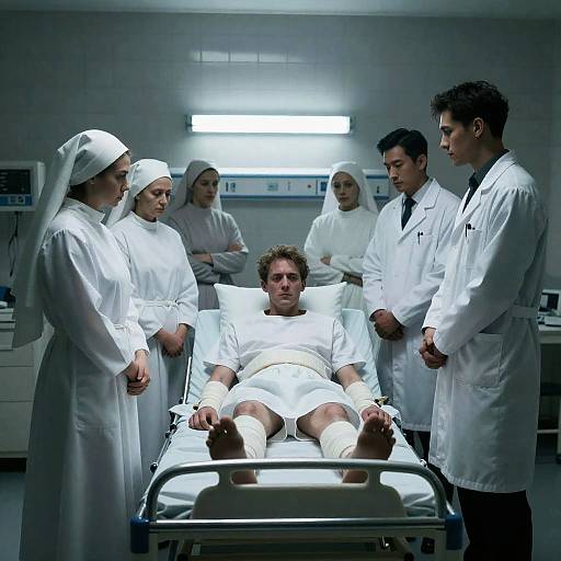 Intense Hospital Scene with Nuns and Doctors