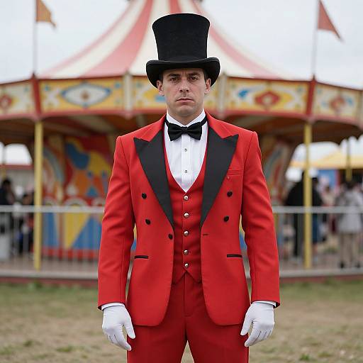 Ringmaster in Red Suit at Carnival