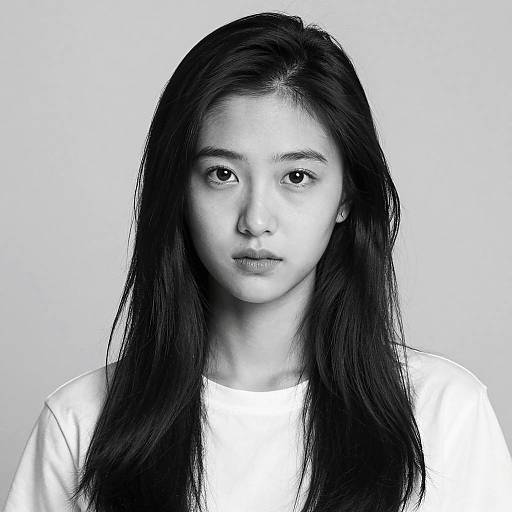 Black and White Young Woman Portrait