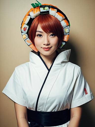 Photorealistic Humorous Sushi Roll Cosplay