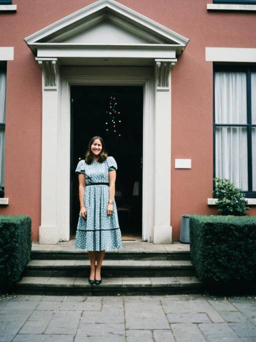 Woman Standing in Front of House Entrance