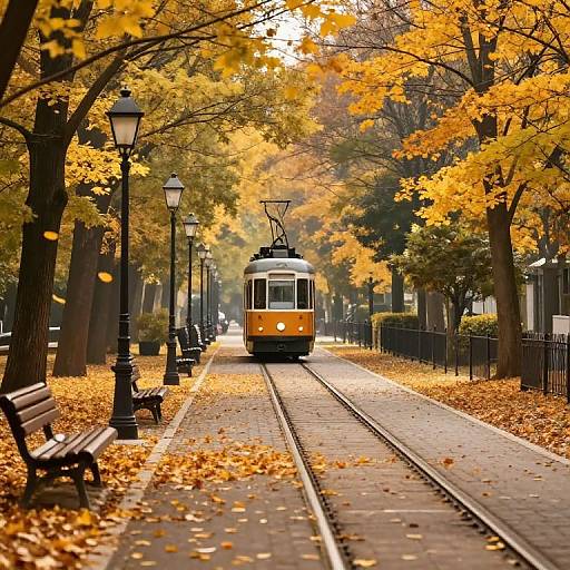 Serene Autumn Tramway Scene