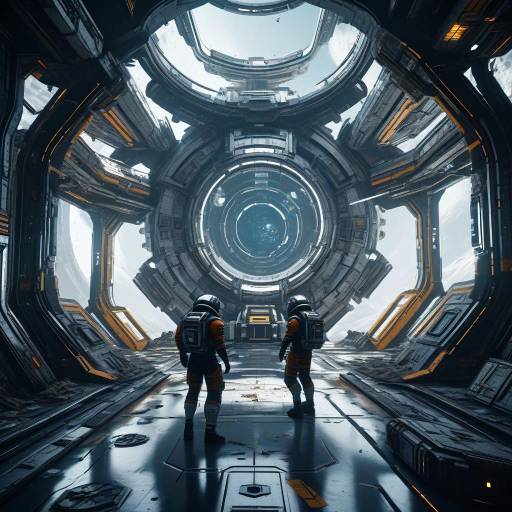 Futuristic Explorers Battle on Space Station