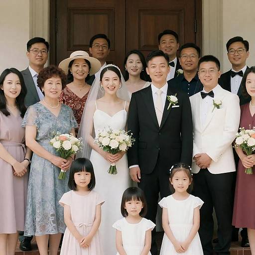 Joyful Wedding Group in Formal Attire