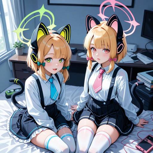 Cute Girls with Animal Ear Headphones