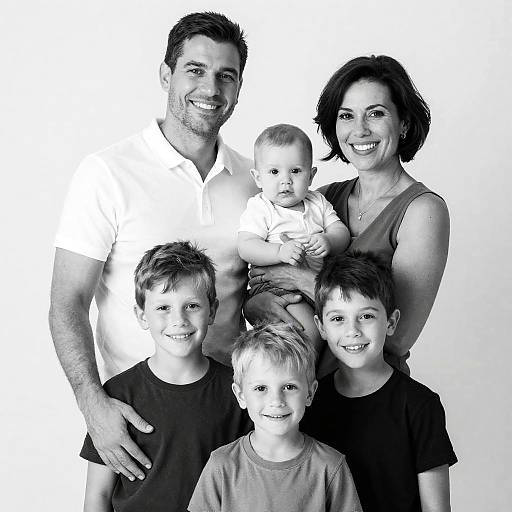Classic Family Portrait in Black and White