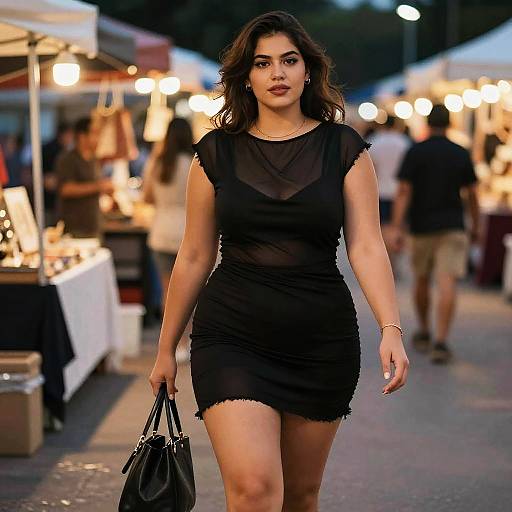 Curvy Woman in Sheer Black Dress