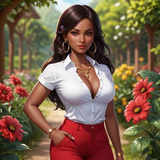 Realistic Portrait of Dark-Skinned Girl