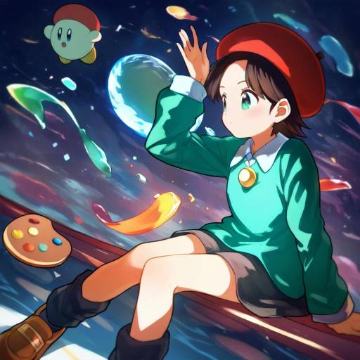 Illustration of Adeleine, kirby (series) in the style of Nyama