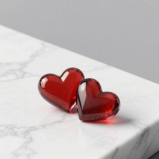 Polished Garnet Hearts on Marble