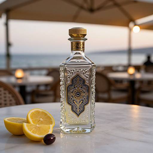 Ottoman Raki Bottle on Marble Table