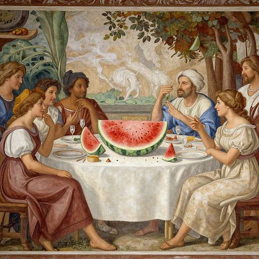 Renaissance Watermelon Feast Fresco