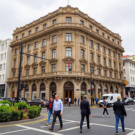 Bustling City Street Corner Scene