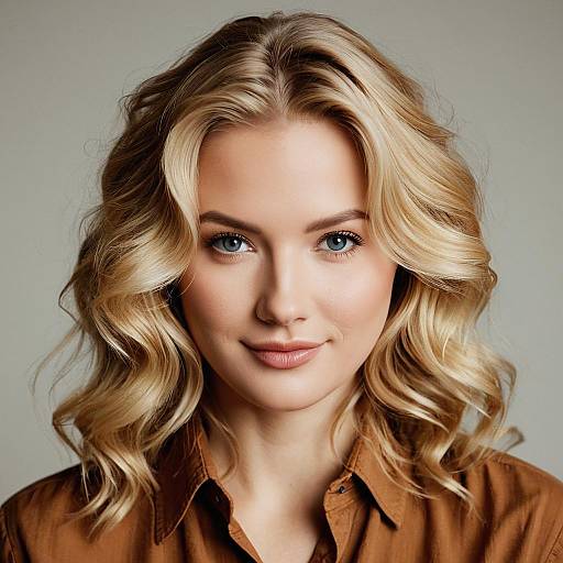 Portrait of Blonde Woman with Wavy Hair