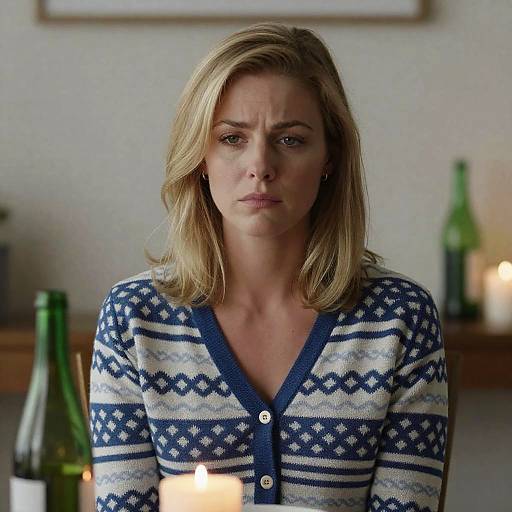 Serious Blonde Woman in Soft Lighting