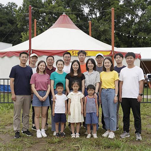 Diverse Group at Colorful Circus Tent