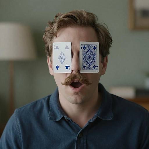 Surprised Man with Playing Cards