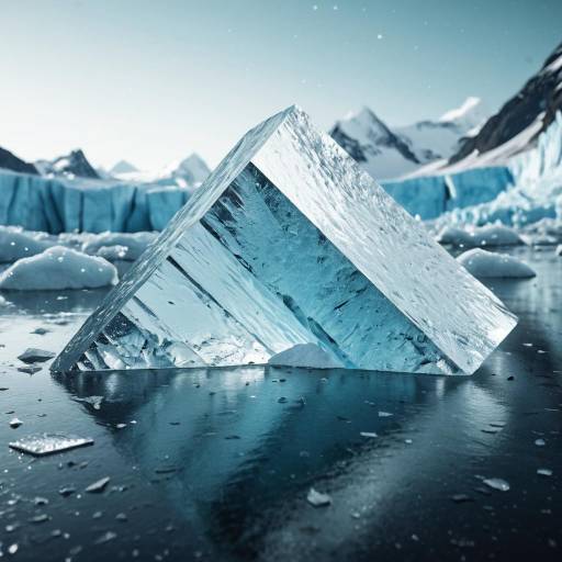 Clear Ice Core on Frozen Glacier Surface