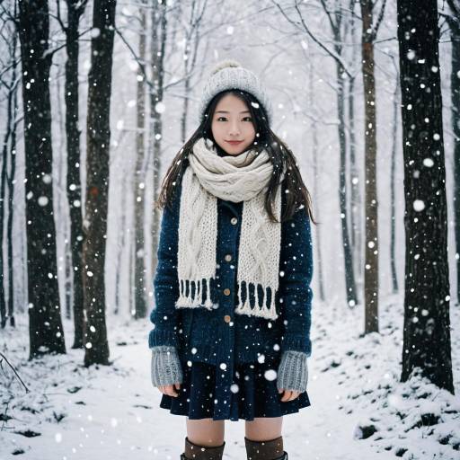 Teenage Girl in Winter Forest Teenage Girl in Winter Forest