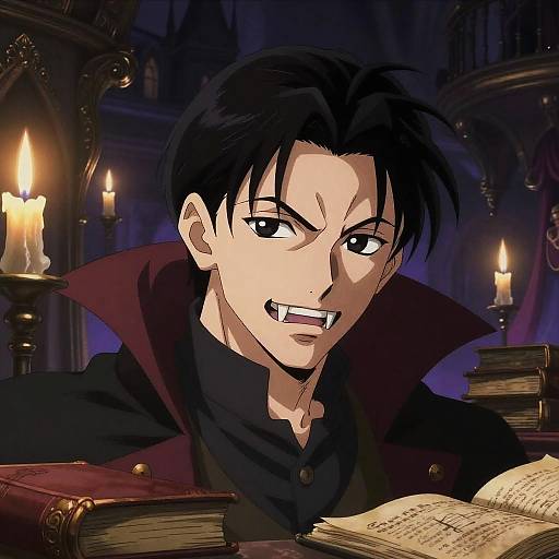 Vampire Anime Boy in Haunted Mansion
