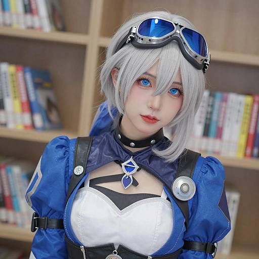 Portrait of Asian Woman in Blue Cosplay