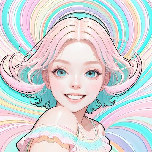 Radiant Anime Girl with Pastel Charm