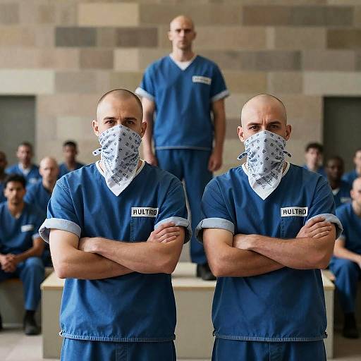 Intense Prison Scene with Inmates