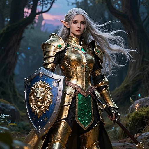 Majestic Half-Elf Paladin in Battle